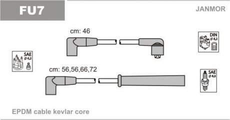 Провод зажигания (EPDM) FORD SCORPIO 1.8,1.9,2.0; SIERRA 1.6,1.8,2.0 Janmor FU7 (фото 1)
