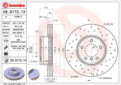 Тормозной диск BREMBO 09.9172.1X