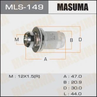 Гайка Toyota, Daihatsu, Lexus, Mitsubishi, Honda 12x1.5 / під ключ = 21мм MASUMA MLS149