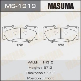 Колодки дискові HILUX/ KUN25L, 26L, 35L 2012- front (1/12) MASUMA MS1919