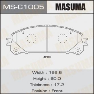 Колодки дискові TOYOTA/HIGHLANDER/ASU40, GSU45 front (1/10) MASUMA MSC1005 (фото 1)