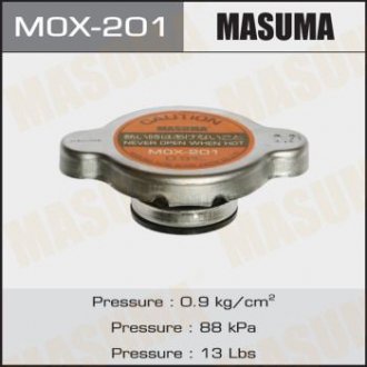 Кришка радіатора (NGK-P539, TAMA-RC10, FUT.-R124) 0.9 kg/cm MASUMA MOX201