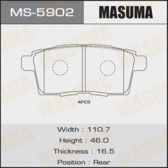 Колодки дисковые AN- CX7/ ER3P 06- rear (1/12) MASUMA MS5902 (фото 1)