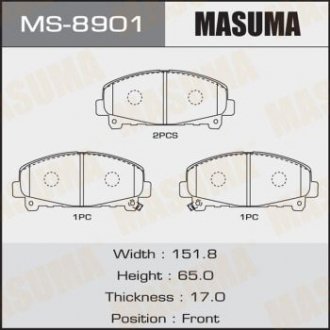 Колодки дисковые AN- ACCORD/V2400 front (1/12) MASUMA MS8901 (фото 1)