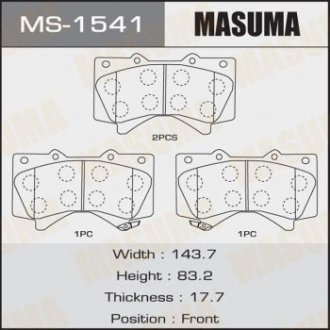 Колодки дисковые LAND CRUISER/UZJ200 front (1/12) MASUMA MS1541 (фото 1)