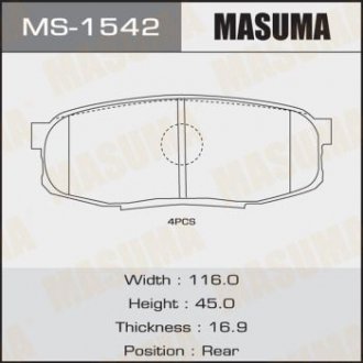Колодки дисковые LAND CRUISER/UZJ200W rear (1/12) MASUMA MS1542