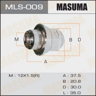 Гайка 12x1.5 / под ключ=21мм, с шайбой D 32mm MASUMA MLS009 (фото 1)