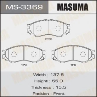 Колодки дисковые AN-433K (1/12) MASUMA MS3369 (фото 1)