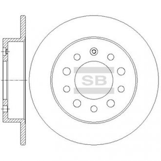 Тормозной диск задний BRAKE Hi-Q (SANGSIN) SD1083 (фото 1)