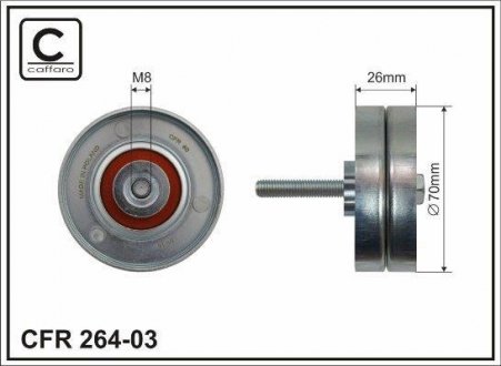 70x8x26 metal Ролик обвідний паска приводного Mazda 3, 6, MPV/MX5, CX-7 1.8/2.0/2.3/2.5 02- CAFFARO 264-03 (фото 1)