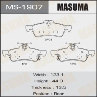 Колодки дисковые з YARIS/ NLP90L, SCP90L, NLP130L rear (1/12) MASUMA MS1907