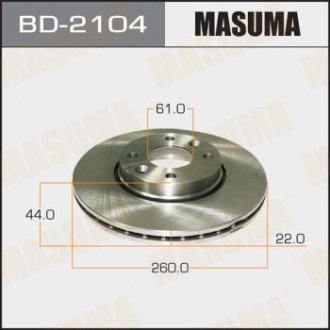 Диск тормозной front MICRA/ K12E, NOTE/ E11E 02- [уп.2] MASUMA BD2104