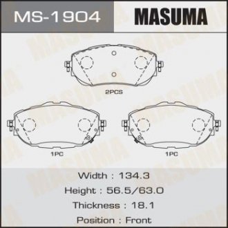 Колодки дискові AURIS/ NDE180L, ZRE185L front (1/12) MASUMA MS1904 (фото 1)