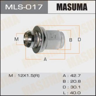 Гайка 12x1.5 довга з шайбою D 30mm / під ключ = 21мм MASUMA MLS017