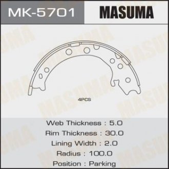 Колодки барабанні паркувальні [к-т 4шт] (1/12) MASUMA MK5701