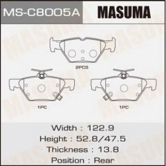 Колодки дисковые OUTBACK/ B15 2014- rear (1/12) MASUMA MSC8005A (фото 1)