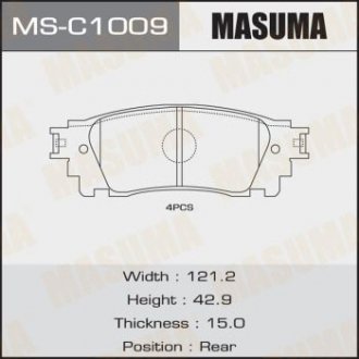 Колодки дисковые NX200/ ZGZ10L, ZGZ15L rear (1/12) MASUMA MSC1009 (фото 1)