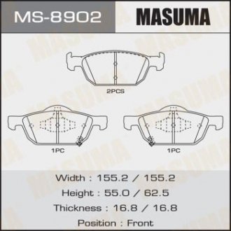 Колодки дисковые з ACCORD/V2000, V22000 front (1/6) MASUMA MS8902 (фото 1)