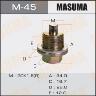 Болт маслосливний З МАГНІТОМ Honda 20х1.5mm MASUMA M45