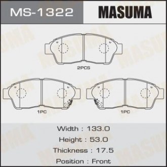 Колодки дисковые з (1/12) MASUMA MS1322