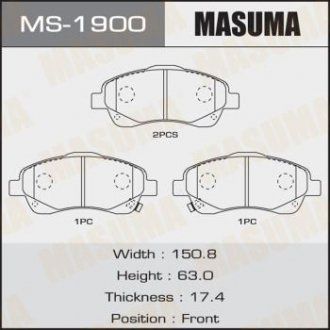 Колодки дисковые (1/12) MASUMA MS1900 (фото 1)