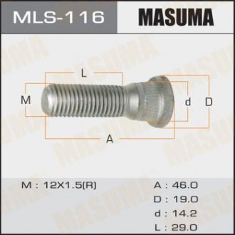 Шпилька Toyota, Daihatsu, Lexus, Mitsubishi, Honda 12Х1, 5 L-45mm (уп 20шт)) MASUMA MLS116