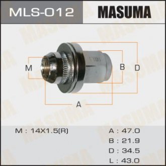 Гайка 14x1.5 Land Cruiser, з шайбою D 35mm / під ключ = 22мм MASUMA MLS012