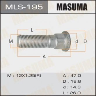 Шпилька Nissan, Subaru, Mazda (уп 20шт) MASUMA MLS195