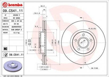 Гальмівний диск BREMBO 09.C541.11 (фото 1)