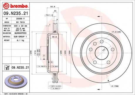 Тормозной диск BREMBO 09N23521 (фото 1)
