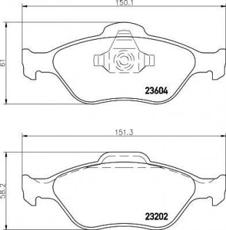 Колодки гальмівні дискові передні Mazda2 1.3, 1.4, 1.6 (03-)/Ford Fusion 1.4, 1.6 (04-12) Nisshinbo NP5008