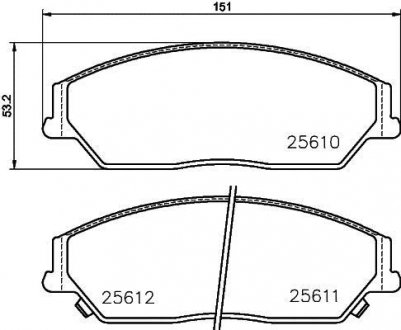 Колодки гальмівні дискові передні Toyota Camry 2.0, 2.5 (11-)/BYD M6, S6 2.0, 2.4 (10-) Nisshinbo NP1052