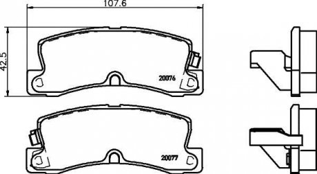 Колодки тормозные дисковые задние Toyota Corolla 1.6, 1.8, 2.0 (97-00) Nisshinbo NP1070 (фото 1)
