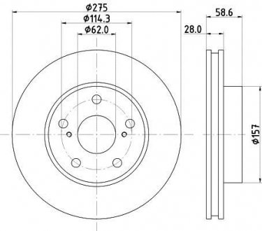 Диск гальмівний передний Toyota Hilux III 2.5, 2.7, 3.0, 4.0 (05-) Nisshinbo ND1055K (фото 1)
