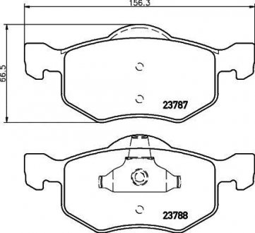 Колодки гальмівні дискові передні Mazda Tribute 2.0, 3.0 (06-08)/Ford KA 1.2, 1.3 (08-) Nisshinbo NP5028 (фото 1)