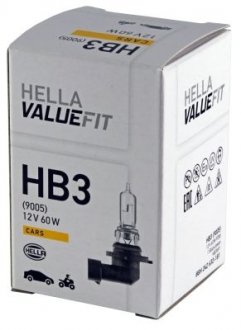 Лампа розжарювання, VALUEFIT, HB3 12V 60 (65W) P 20d HELLA 8GH 242 632-181