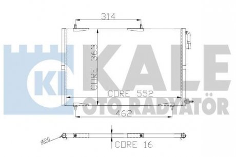 KALE PEUGEOT Радіатор кондиционера 552X363X16 206 02- Kale oto radyator 248300 (фото 1)