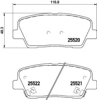 Колодки тормозные дисковые задние Hyundai Santa Fe/Kia Sorento 2.0, 2.2, 2.4 (09-) Nisshinbo NP6042
