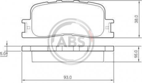 Гальмівні колодки зад. Toyota Camry 01-06 (akebono) (93x38x16) A.B.S. 37355 (фото 1)