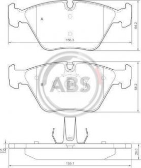 Тормозные колодки перед. BMW 3(E46) 99-07/X3(E83) 03-11 (ATE) A.B.S. 37374 (фото 1)