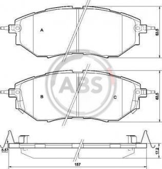 Гальмівні колодки перед. Subaru Legacy IV/Outback 03- (akebono) A.B.S. 37502
