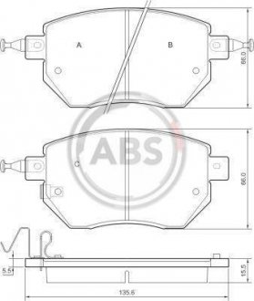 Тормозные колодки дисковые перед. Nissan Murano 02-/Pathfinder 2.5 dCi 05-/Renault Koleos 2.0 dCi 08- A.B.S. 37504 (фото 1)