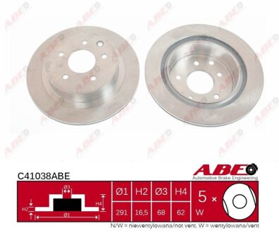 Диск тормозной задний 292mm ABE C41038ABE