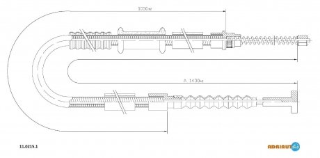 FIAT Трос ручного тормоза задн. лев. Brava, Bravo 1,4 (бараб) 95- ADRIAUTO 11.0215.1