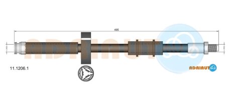 FIAT Шланг тормозной передний Ducato 94- (без ABS) ADRIAUTO 11.1206.1