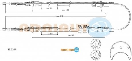 FORD Трос ручного тормоза Fiesta 83- 2726mm ADRIAUTO 13.0204