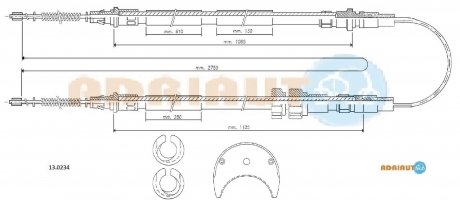 FORD Трос ручного тормоза Fiesta 86- ADRIAUTO 13.0234