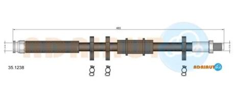 FIAT Тормозной шланг передний (короткий) Ducato 94- ADRIAUTO 35.1238