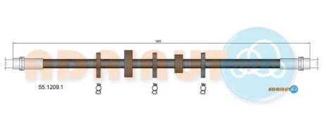VW Гальмівний шланг правий TRANSPORTER T4 1.9-2.8 90- ADRIAUTO 55.1209.1