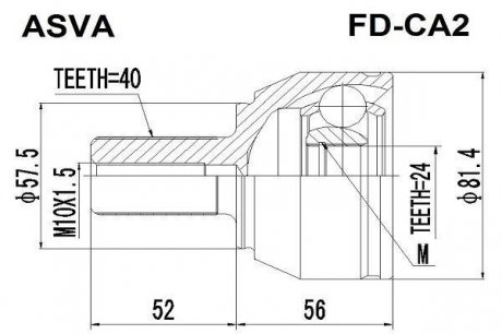 Шрус зовнішній 24x57.5x40 (FORD MONDEO CA2 2007-2014) ASVA FD-CA2 (фото 1)